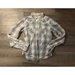 Hollister Men's Medium Cowboy Rodeo Western Longsleeve Pearl Snap Shirt